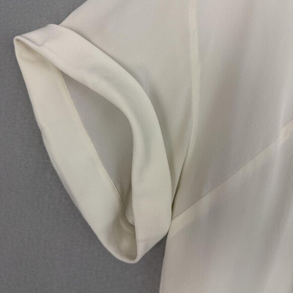 Lafayette 148 New York Shirt Womens 1X White Silk Button Front Rolled Sleeve - Picture 4 of 10